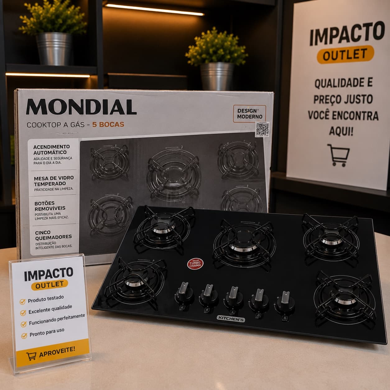 Cooktop a Gás Mondial 5 Bocas – Mesa de Vidro Temperado | Moderno e Elegante 🔥🍳 - 1