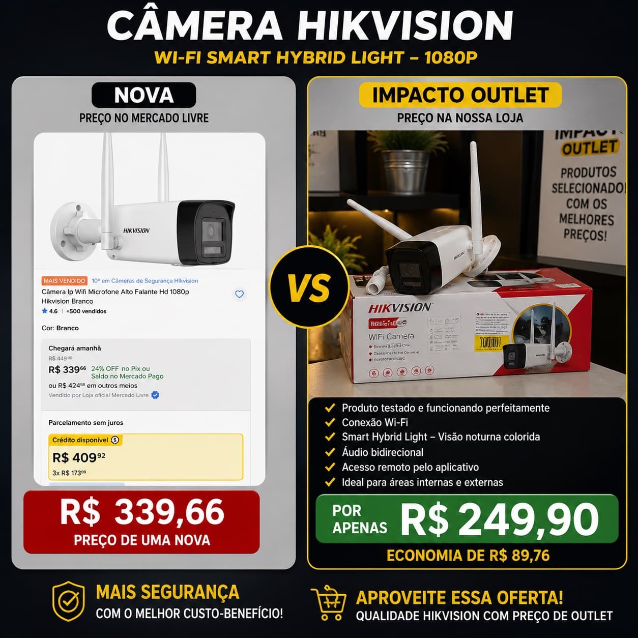 Câmera de Segurança Wi-Fi Hikvision Smart Hybrid Light – Proteção Inteligente para Sua Casa ou Empresa! - 2