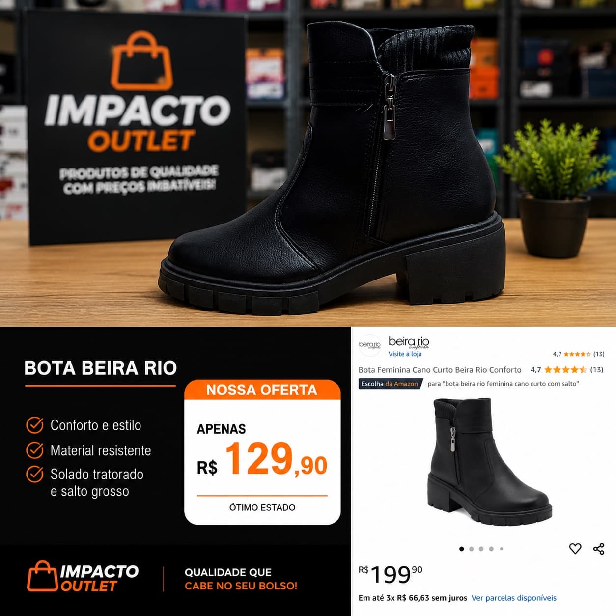 🥾 Bota Feminina Beira Rio Original - 1