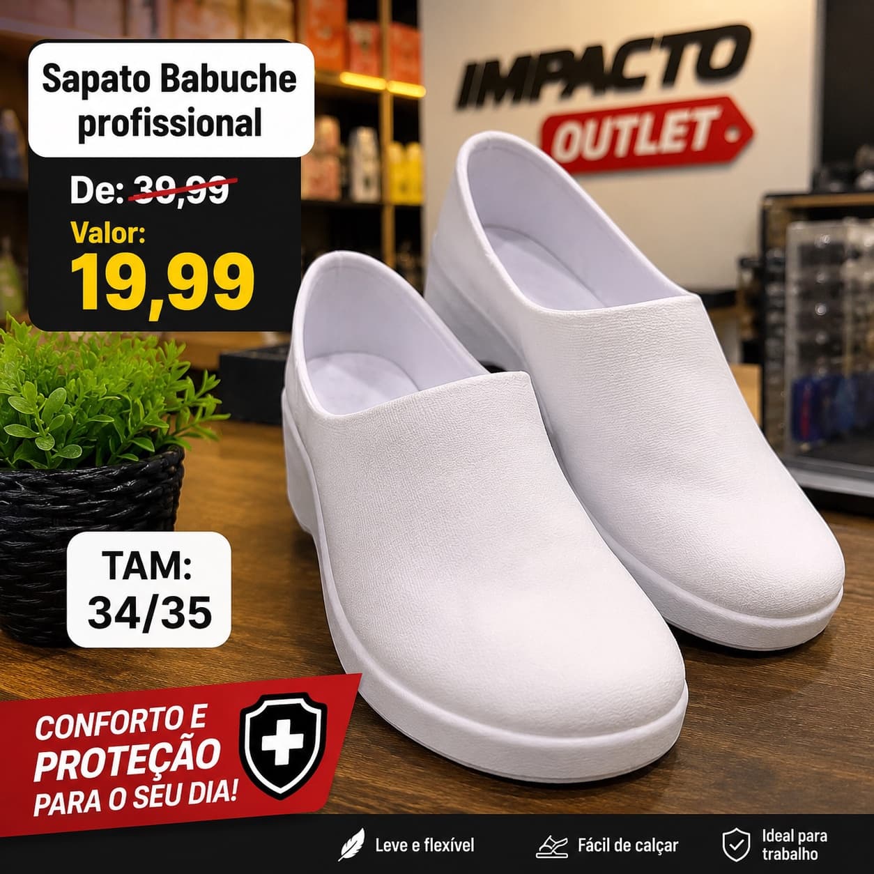 🩺 BABUCHE PROFISSIONAL BRANCO – TAM. 34/35 | OFERTA IMPERDÍVEL! 🤍 - 1