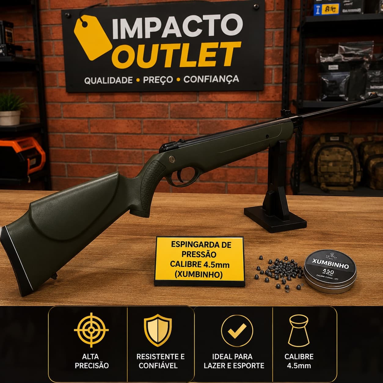 🎯 CARABINA DE PRESSÃO ROSSI 4.5 – VERDE MILITAR - 1
