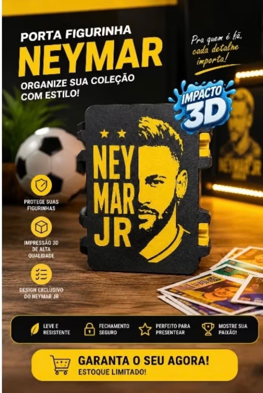 ⚽ Porta Figurinhas Neymar Jr. – Proteja Sua Coleção com Estilo! - 1