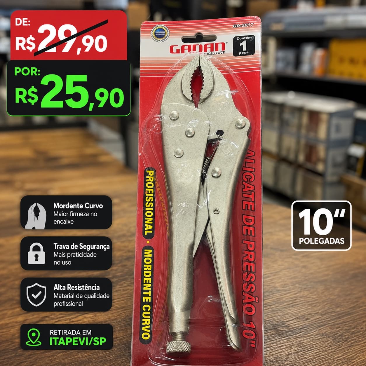 🔧 Alicate de Pressão 10” Profissional – Qualidade e Força por Apenas R$ 25,90! - 1