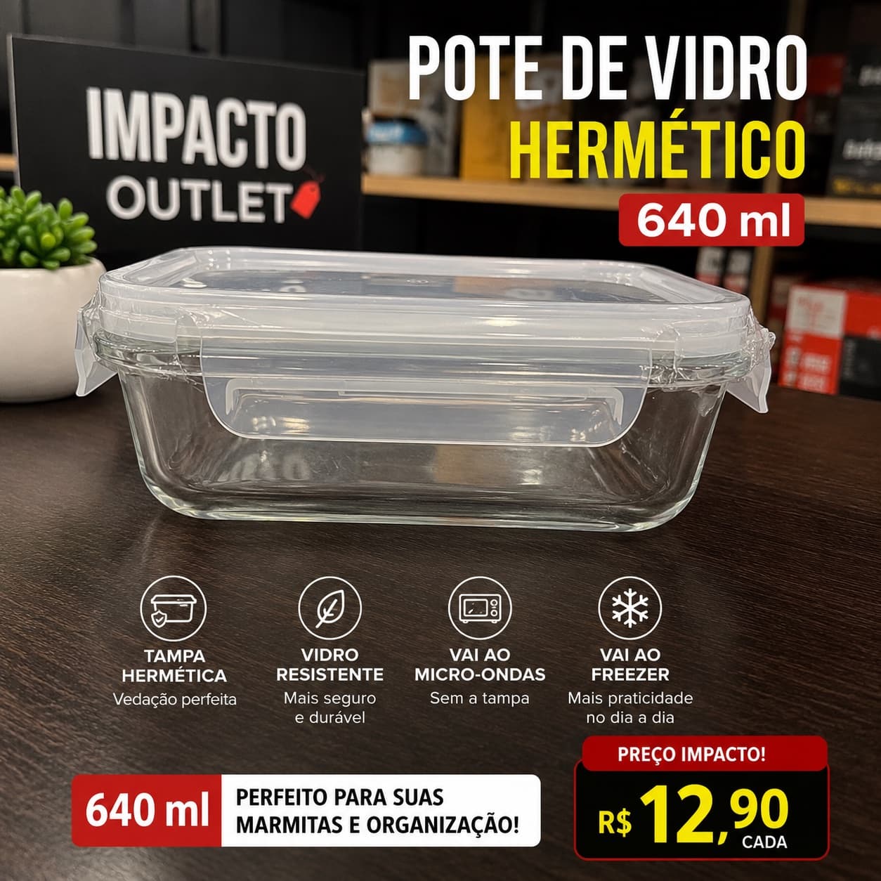 Organize sua Cozinha com Pote de Vidro Hermético 640 ml - 1