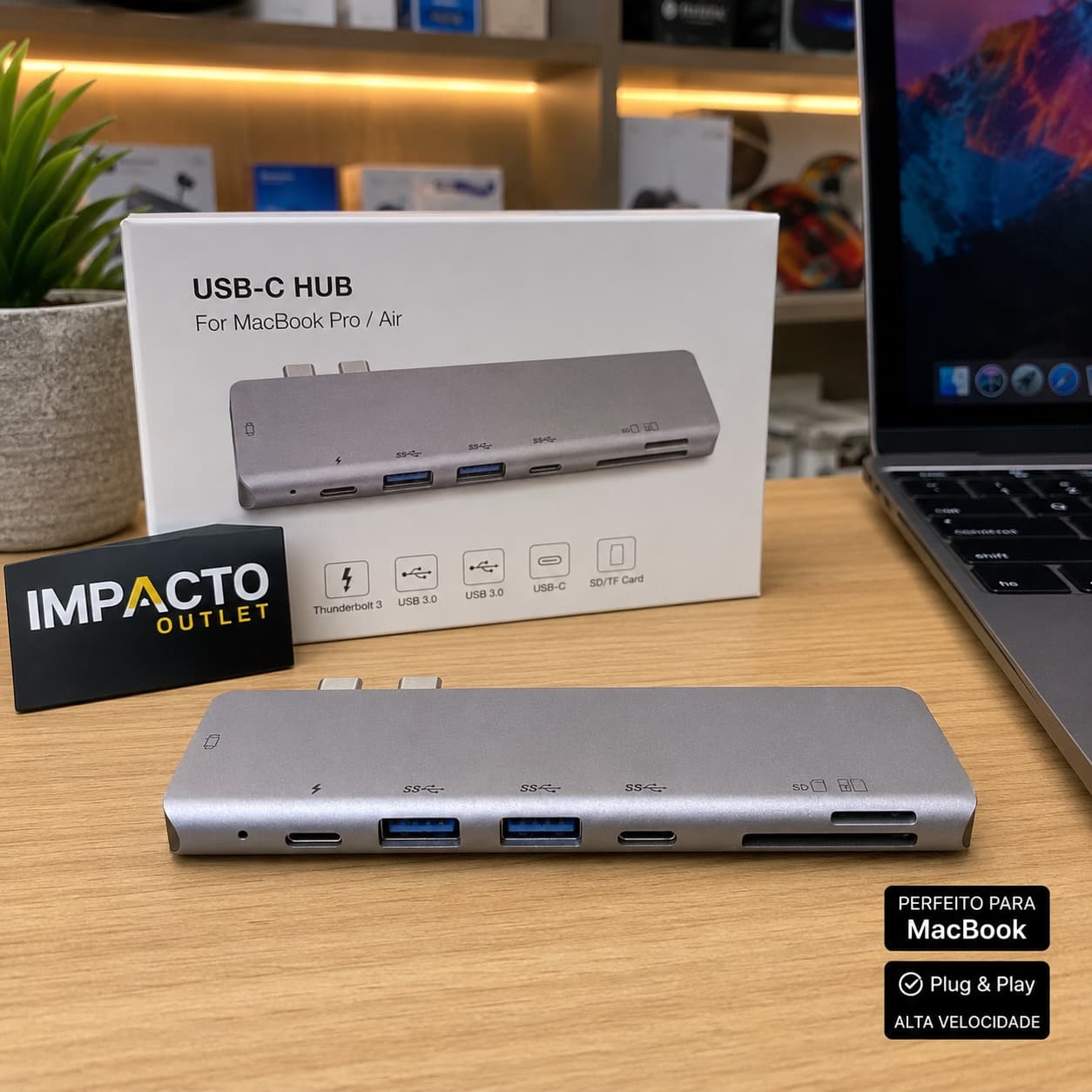 Hub USB-C 7 em 1 para MacBook Pro e Air – Expanda suas Conexões com Praticidade - 1