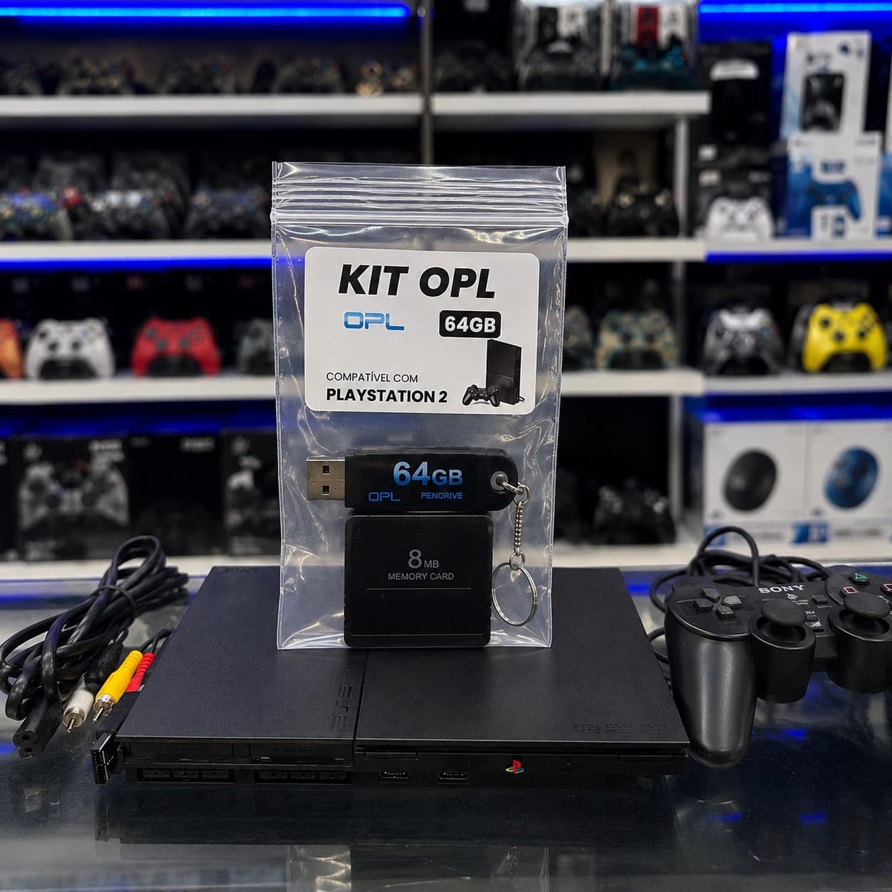PlayStation 2 Slim com Kit OPL 64GB - 1