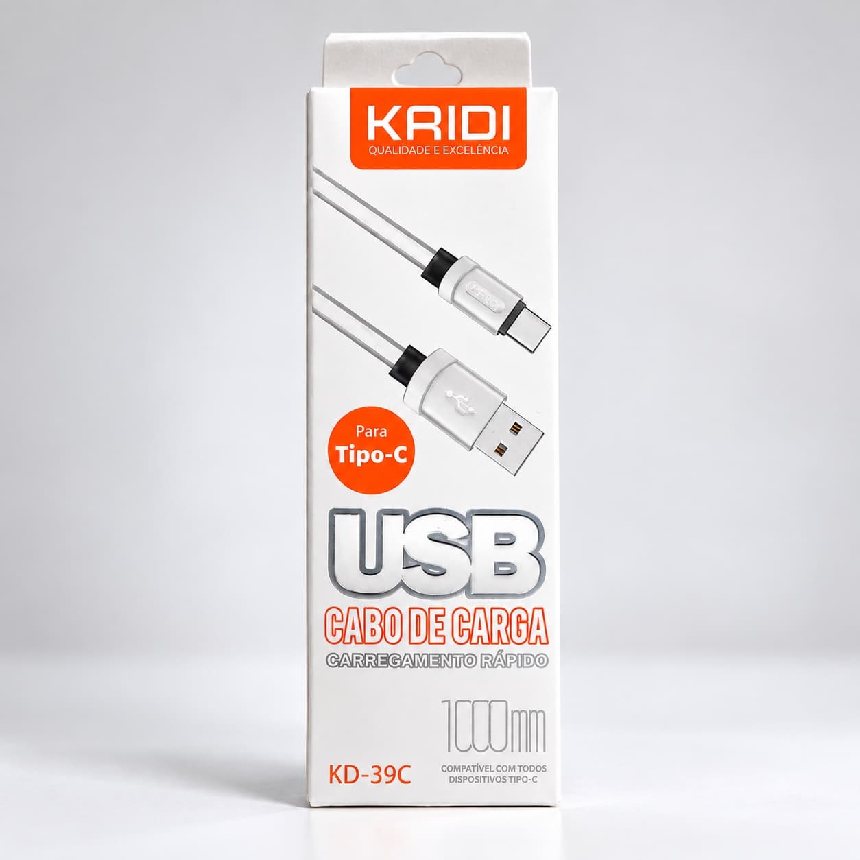Cabo USB Tipo-C Kaidi KD-39C 1 Metro Carregamento Rápido - 1