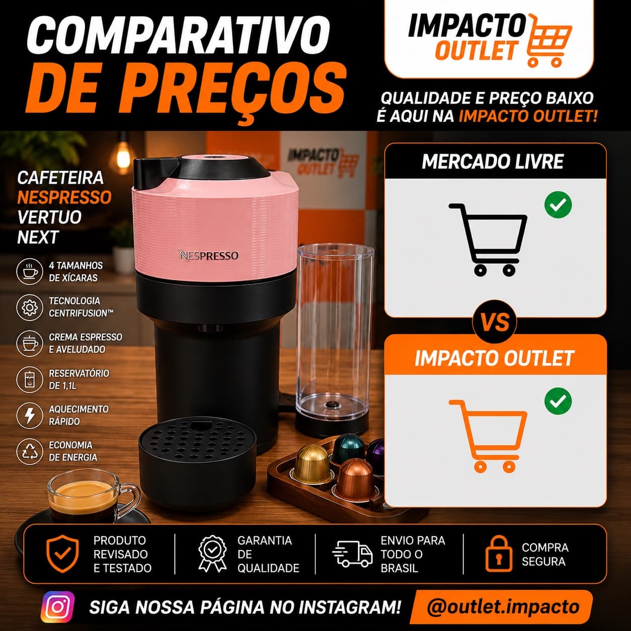 Cafeteira Nespresso Vertuo Next - Café Premium com Design Sofisticado Rosa - 1