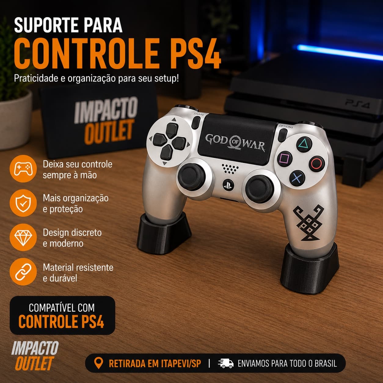 Suporte para Controle PS4 🎮 | Organização e Praticidade - 1