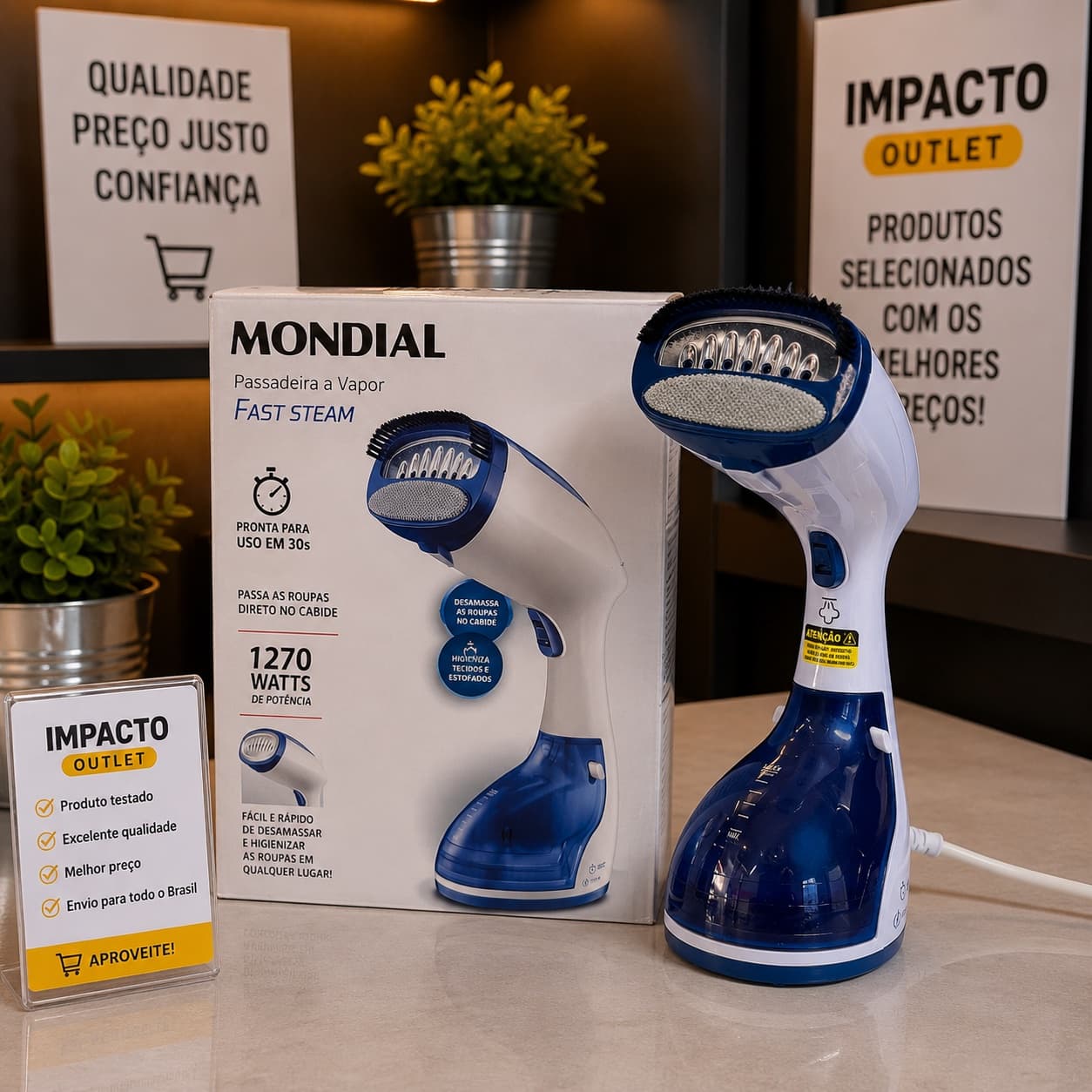 Passadeira a Vapor Mondial Fast Steam 1270W – Roupas Impecáveis em Minutos! 👔✨ - 1
