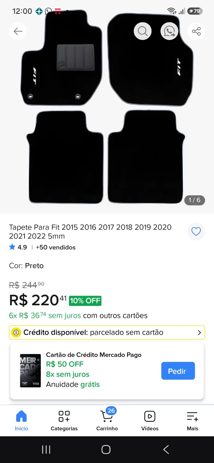 Tapete para Honda fit 2015 - 2