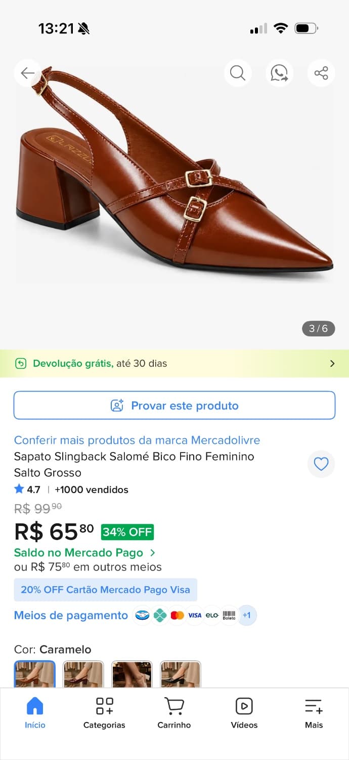 Sapato bico fino n°34 - 1