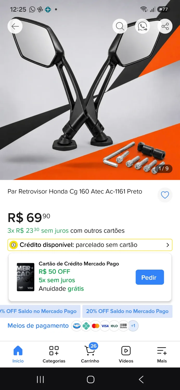 Retrovisor para Cg 160 - 1
