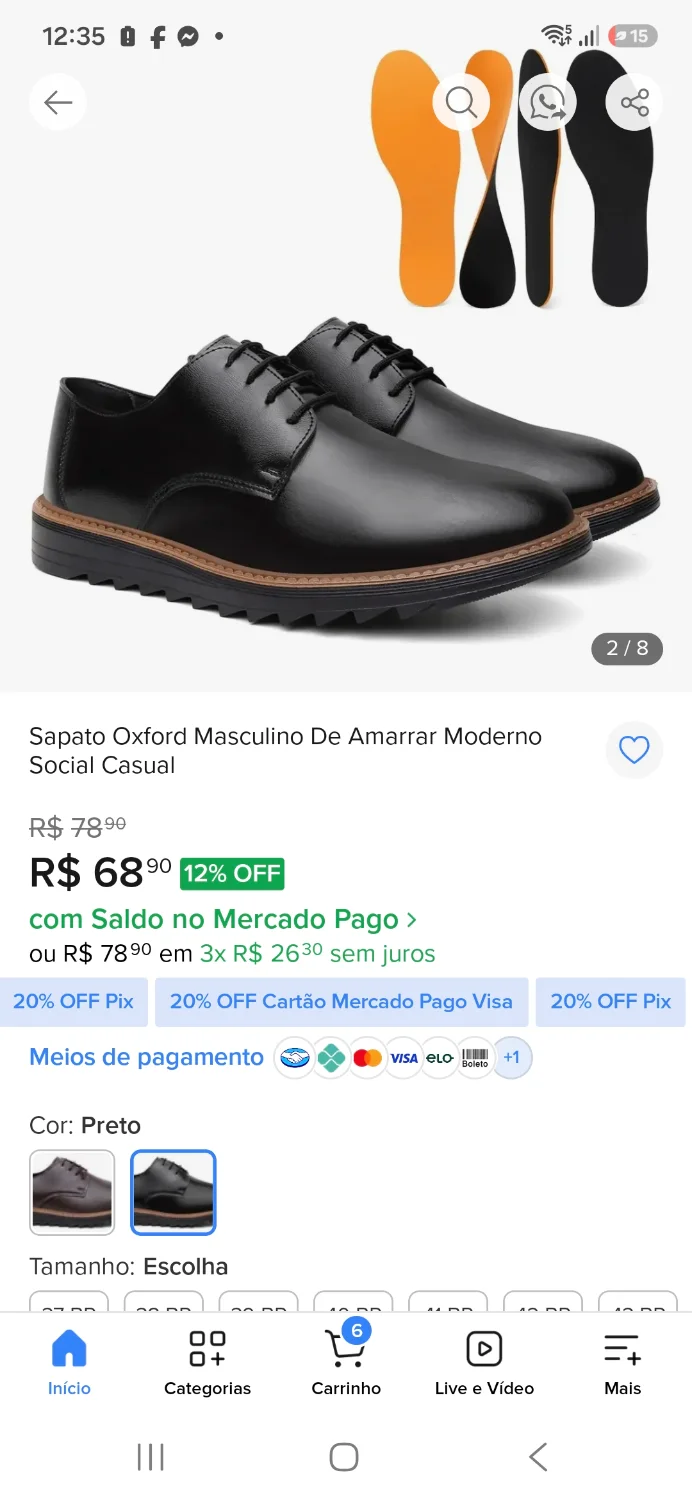 Sapato masculino n 37 marrom - 2