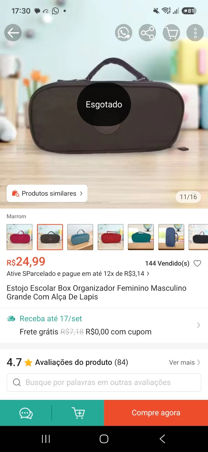 Estojo escolar marrom - 1