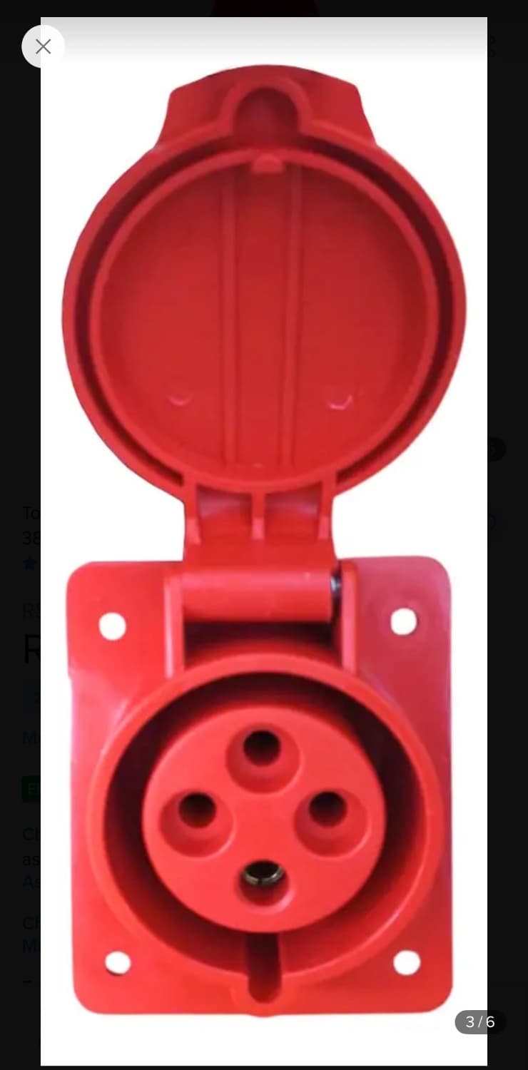 Tomada Industrial Vermelha De Embutir 3p+t 32a 6h 380v 440v - 1