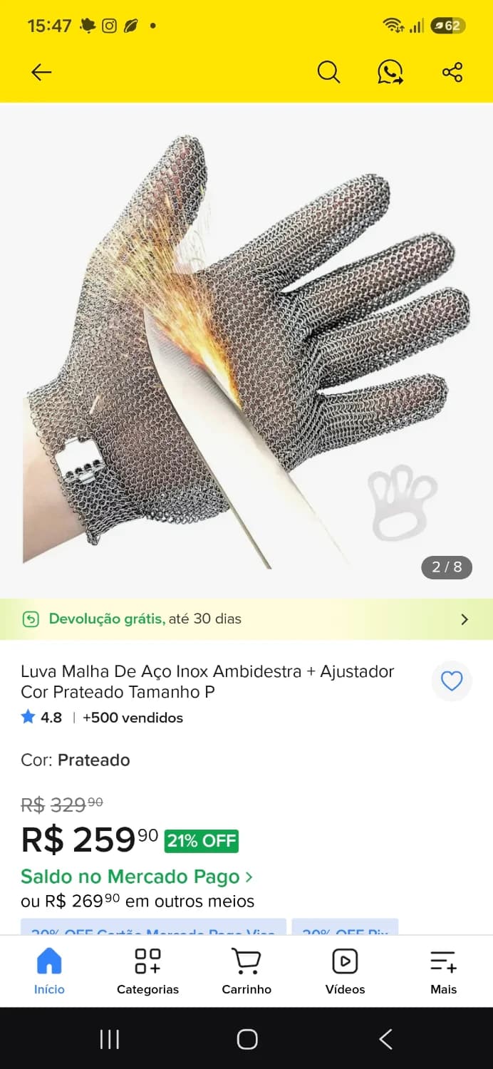 Luva malha de aço - 1