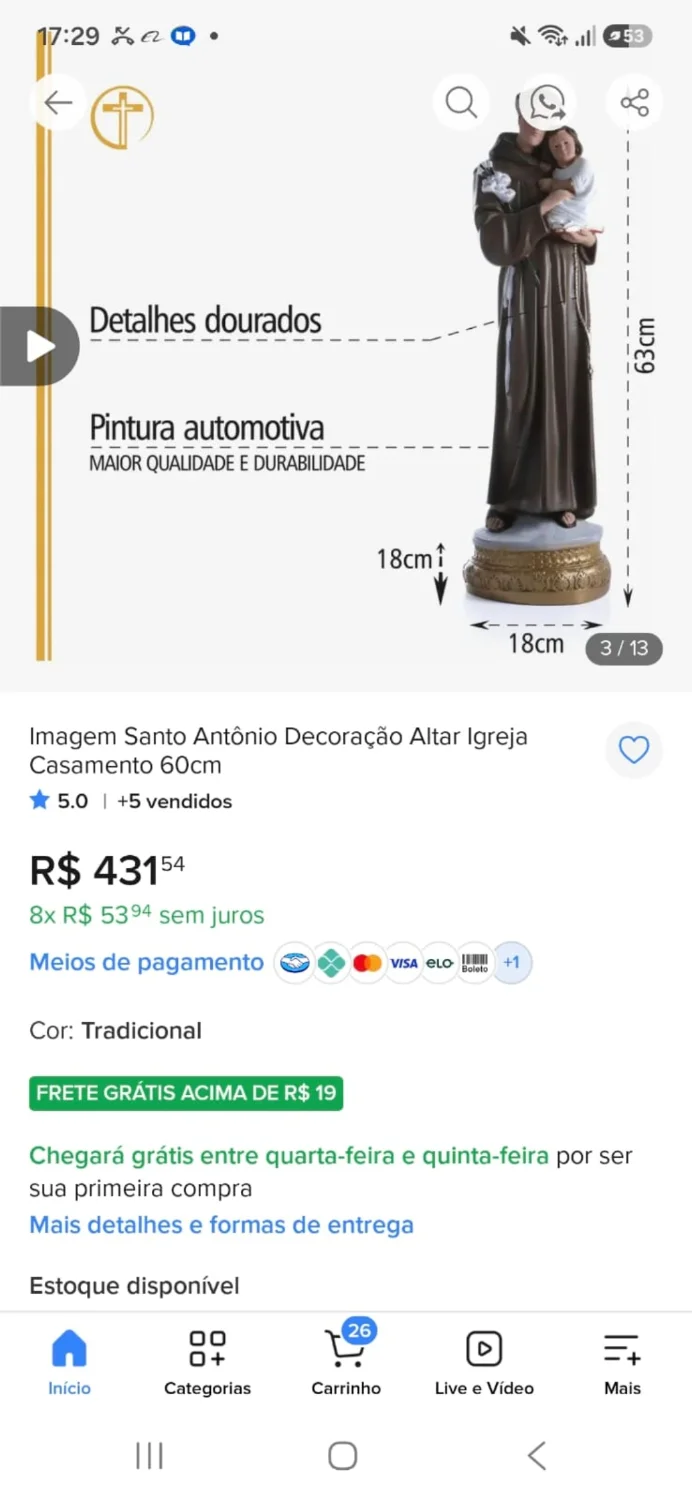 Imagem santo Antônio 60cm - 2