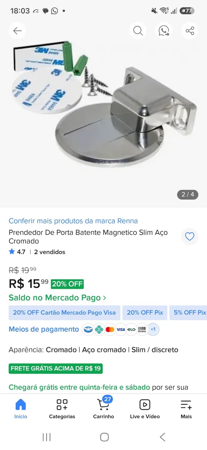 Prendedor de porta batente - 1