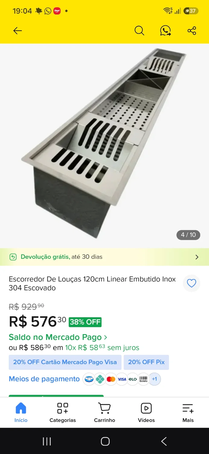 Calha inox 1.20x 0.20 cm - 2