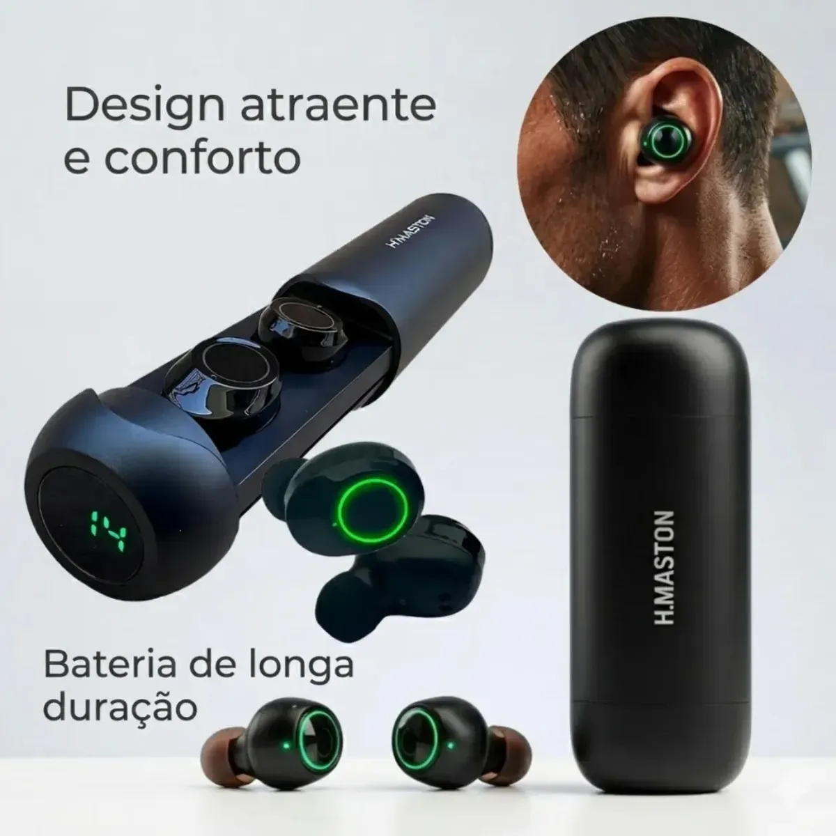 Fone de Ouvido Gamer H'maston F915 In-ear sem Fio com Bluetooth 5.3 e Luz LED - 1