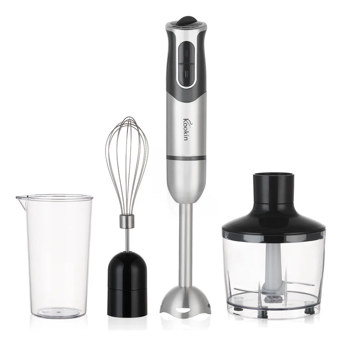 Mixer De Mão Portátil 8 Velocidades 3 Em 1 Inox 800w Kookin Knhb1008 Multifuncional Com Função Turbo E Lâminas Aprimoradas 2 Afiadas + 2 Reforçadas Em Aço Inox 304 - 1