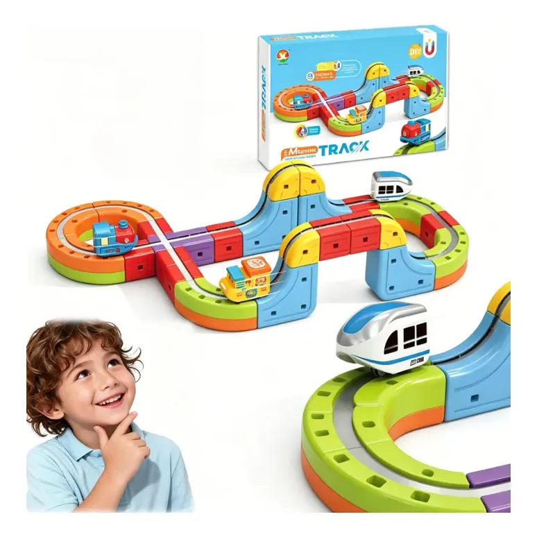 Trilhos E Blocos Aráveis De Brinquedo Magnetic Train Diy - 1